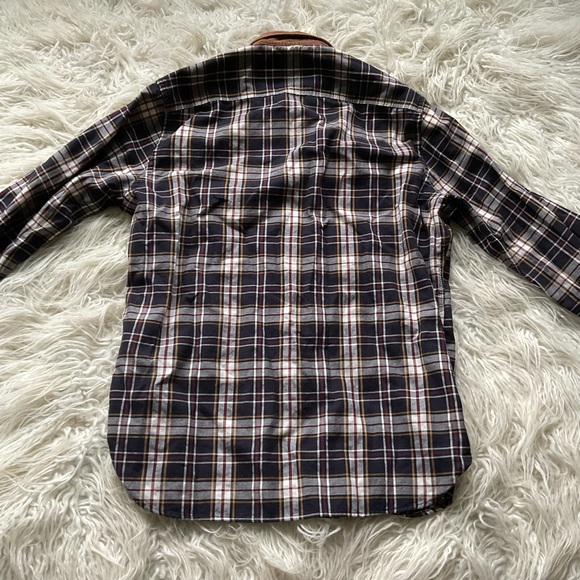 Brooks Brothers Red Fleece Plaid Shirt Corduroy Collar Pockets - Picture 6 of 6